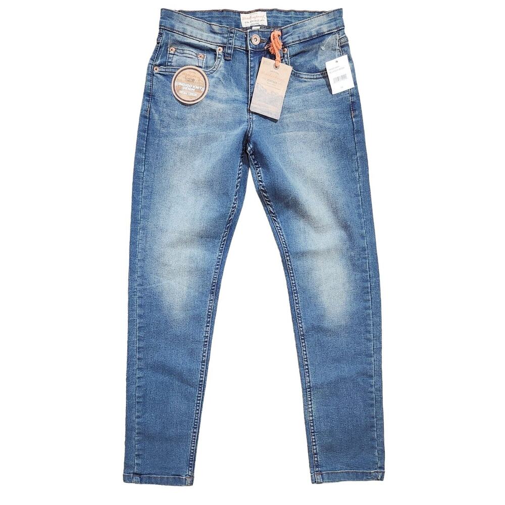 Weatherproof Vintage Boys Indigo Knit Denim Belasco Wash Skinny Fit Jeans Sz 14